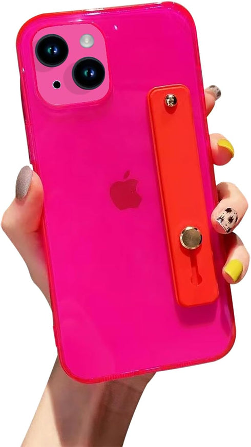 siduater Strap Holder Case for iPhone 14 Plus 6.7" with Kickstand, Slim Translucent PC Back Cover + Soft TPU Bumper,