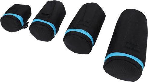 4Pcs Neoprene Waterproof DSLR Camera Lens Pouch Zipper Bag with Metal Hook for Camera Lens