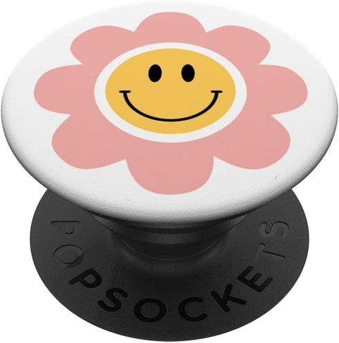 Yellow Smile Face Cute Daisy Groovy 70s PopSockets Standard PopGrip