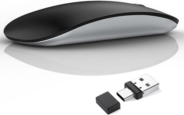 Uiosmuph G11 Wireless Mouse, USB C Rechargeable Computer Mouse, Slim Silent Mice 2.4GHz Optical for Laptop/Mac/PC