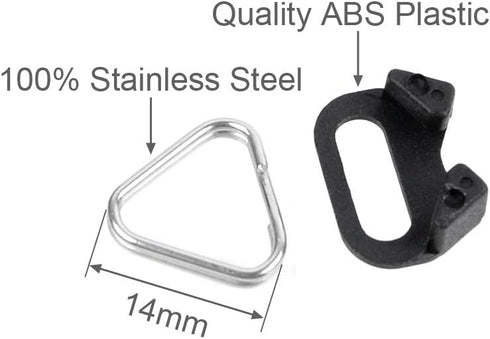 Foto&Tech 4-Piece Stainless Steel Camera Strap Triangle Split Ring Adapter & ABS Cap, Compatible with Fujifilm, Leica,