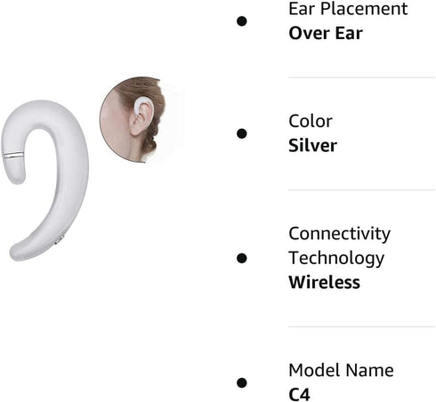 Ear Hook BT Wireless Headphone, Non Ear Plug Headset with Microphone, Single Ear Noise Cancelling Earphones for Android