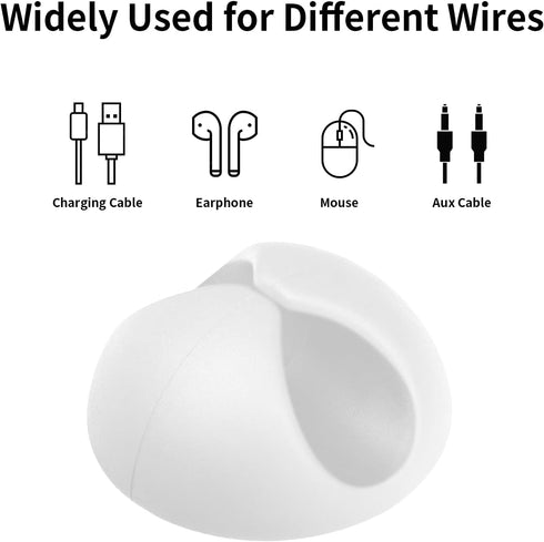 12PCS White Cord Holder Cable Clips, Adhesive Wire Organizer, for Nightstand, Desk, Office, Appliances