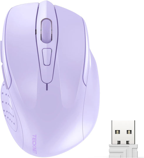 TECKNET Wireless Mouse - 2.4GHz Ergonomic Portable Cordless Mouse with 6 Buttons, USB for Laptop, Ergo Grip, 24 Months