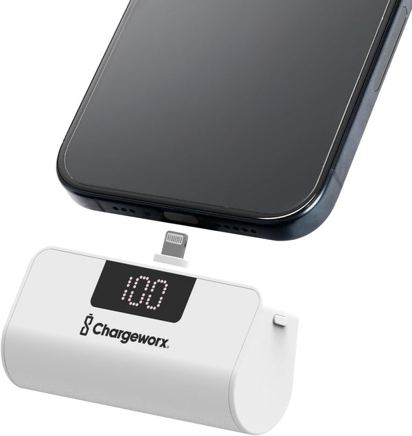Portable Power Bank with Built-in Lightning Connector, 5,000 mAh, LCD Screen, Fast Charging for iPhone 14 & Older