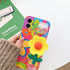 Lanyard Case with Strap and Wrist Band for iPhone 13 Pro Max, Unique Cute Kawaii Colorful Painting Flowers Design