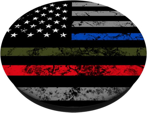Thin Red Green Blue Line Pop Socket USA Flag Christmas Gift PopSockets PopGrip: Swappable Grip for Phones & Tablets PopSockets Standard PopGrip