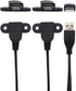 USB 2.0 Male to Dual Female Charging Extension Cable, 5ft, Panel Mount with Screw Hole