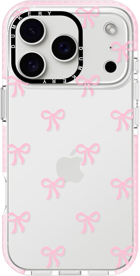 Dumkery Cute Phone Case Compatible with iPhone 17 Pro Case, Bow Aesthetic Pattern,