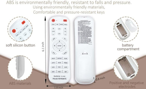Universal Projector Remote Control for Acer, BenQ, Dell, Eiki, Epson, Fujitsu, Hitachi, Infocus, and more