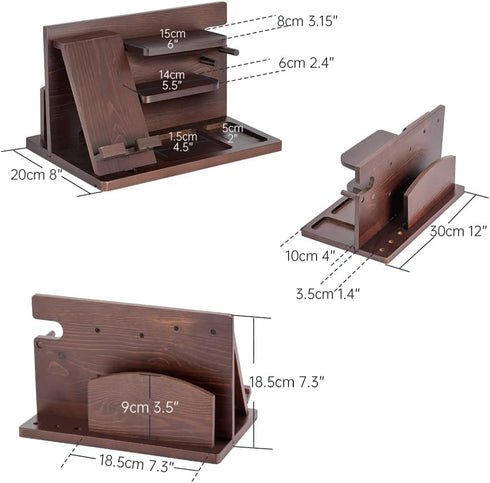 Gifts for Men, Wood Phone Docking Station, Key Holder Stand, Watch Organizer, Nightstand Gift for Husband, Dad, Birthday