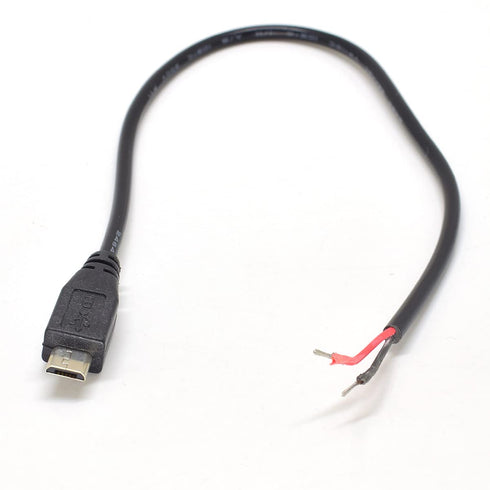 5PCS Micro USB Cable 2 Wire Pigtail Cable, Micro USB Male to Open-end, 30cm 12inch 22AWG 5V 3A DIY Power Charge Cable