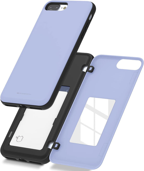 GOOSPERY iPhone 8 Plus Case - Wallet Case with Card Holder, Protective Dual Layer Bumper - Lilac Purple