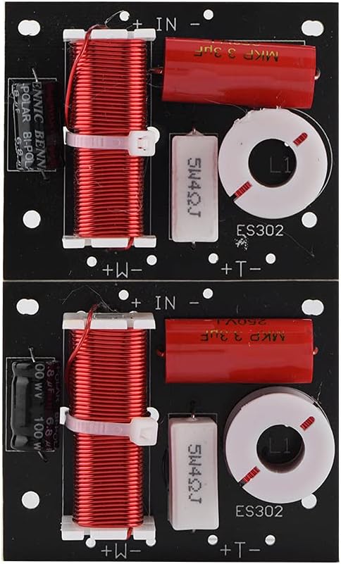 Zerone 2Pcs Speaker Frequency Divider Board, 2 Way Treble/Bass Hi-Fi Audio Crossover Filter DIY Module