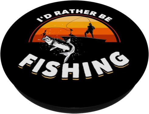 Retro Fisherman Funny Fishing PopSockets PopGrip: Swappable Grip for Phones & Tablets PopSockets Standard PopGrip