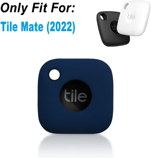 Geiomoo Silicone Case for Tile Mate 2022 Tracker, Soft Flexible Scratch Resistant Cover with Carabiner (Navy Blue)