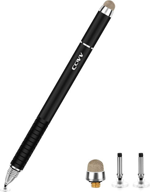 Stylus Pen, 2 in 1 Fine Point and Mesh Tip Stylus for Touch Screen, Compatible for Tablet and Cellphone (1Pc, Black)