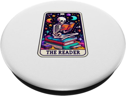Tarot Cosmic Book Lover Skeleton Reading Under the Stars PopSockets Standard PopGrip