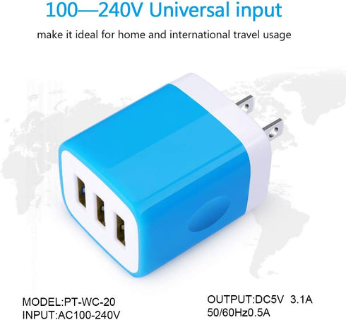 HOOTEK USB Charger Plug, 2Pack 3.1A Multi Port Wall Charge Adapter for iPhone 16e/16/15/14/13 Pro Max/12/XS/X iPad