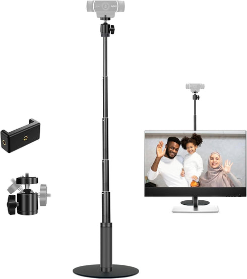 JCWINY Webcam Stand, 28 Inch Web Cam Stand for Desk, Adjustable Webcam Mount