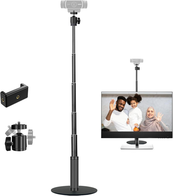 JCWINY Webcam Stand, 28 Inch Web Cam Stand for Desk, Adjustable Webcam Mount