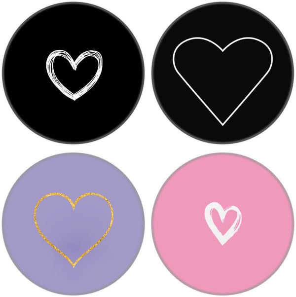 PENGY-49 Multi-Function Cell Phone Stand, Expanding Grip for Smartphones and Tablets, White Black Purple Pink Heart (4