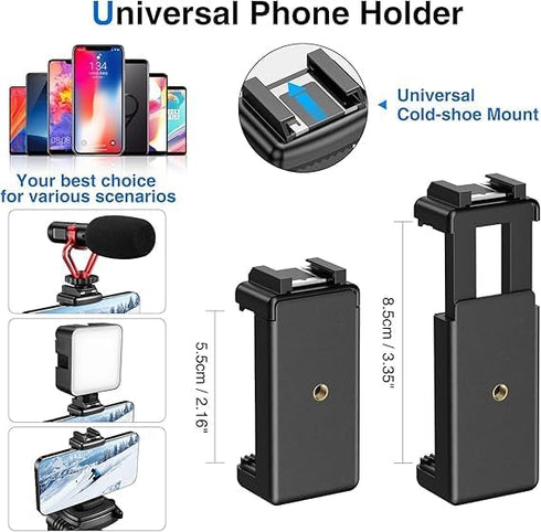 CAMOLO RIG 17-67.3 Inch Camera Tripod with Phone Holder, Camera Tripod Adjustable Height, Cold-Shoe Mount, Carrying Bag