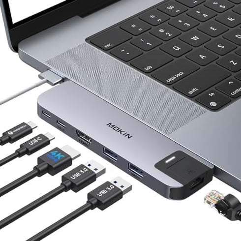 USB C Adapter HDMI Hub for MacBook Pro/Air M1M2M3, Multiport Adapter with HDMI, Ethernet, Thunderbolt 3