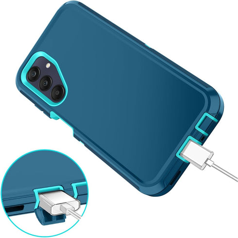 I-HONVA Rugged Heavy Duty Case for Samsung Galaxy A25 5G, Shockproof Dust/Drop Proof 3-Layer Protection, Turquoise