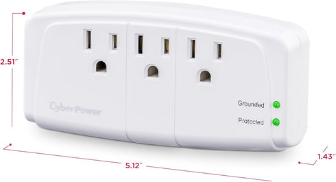 CyberPower CSB300W Essential Surge Protector, 900J/125V, 3 Outlets, Wall Tap