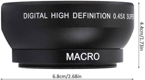 HD Wide Angle Lens with Macro Close-up 0.45X Magnification, Fits Any 49mm Diameter Lens