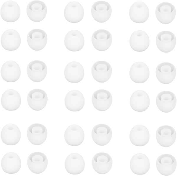 Small White Silicone Earbud Tips - 36 Pieces, Soft & Comfortable, Fits Most In-Ear Headphones, Inner Hole 3.8mm-5.5mm.