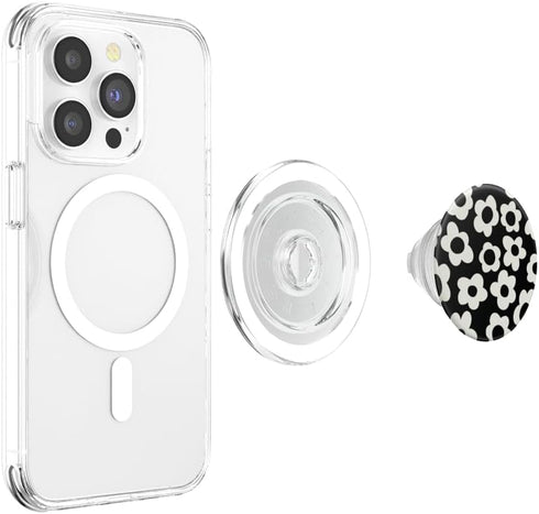 PopSockets Floral Phone Grip & Stand Black Mod Flower PopGrip for MagSafe