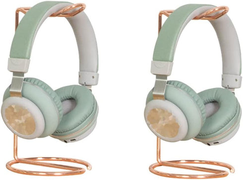 2Pcs Universal Metal Headphone Stand, Desktop Vertical Display Stand for Gaming Headset, Rose Gold