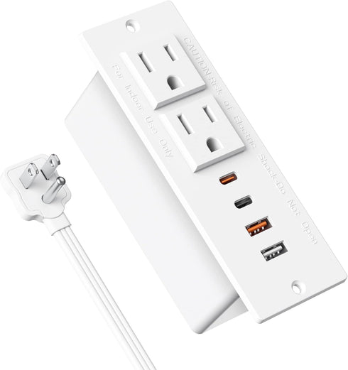 Jgstkcity Recessed Power Strip with 30W USB C,Ultra Thin Flat Plug Power Strip,2