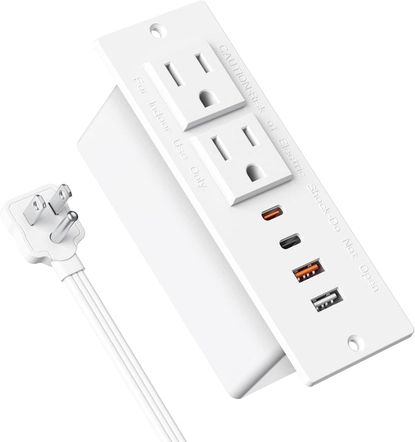 Jgstkcity Recessed Power Strip with 30W USB C,Ultra Thin Flat Plug Power Strip,2