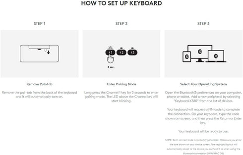 Logitech K380 Bluetooth Keyboard, Compatible with Windows, Mac, Chrome OS, Android, iPad, iPhone, Apple TV, Dark Grey