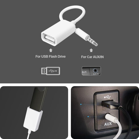 AUX to USB Adapter 3.5mm Male Audio Jack Plug to USB 2.0 Female Converter Cord Cable 2PACK