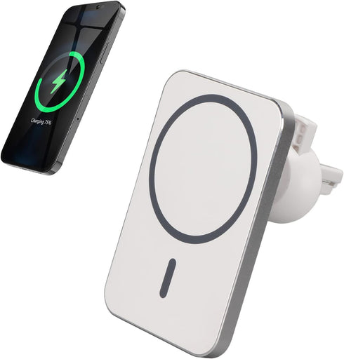 Wireless Car Charger,15W Fast Charging Auto Clamping Car Charger Phone Mount,Powerful Magnetic,Support Qc2.0/3.0,360° Rotation Stable Sturdy (White)