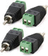 Phono RCA Male Plug to AV Screw Terminal, 4-Pack Audio Video Connector for Speaker Wire to RCA Adapter
