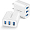 Amoner USB Wall Charger, 2-Pack Upgraded 15W 3-Port USB Charging Blocks, iPhone Plug Adapter Wall Charger Cube for