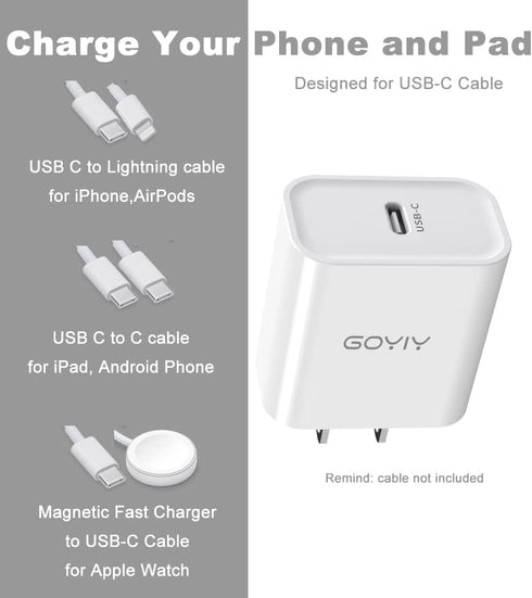 20W USB C Charger Block, USB C Wall Charger, iPhone 15 Charger, USB C Power Adapter Compatible with iPhone, iPad