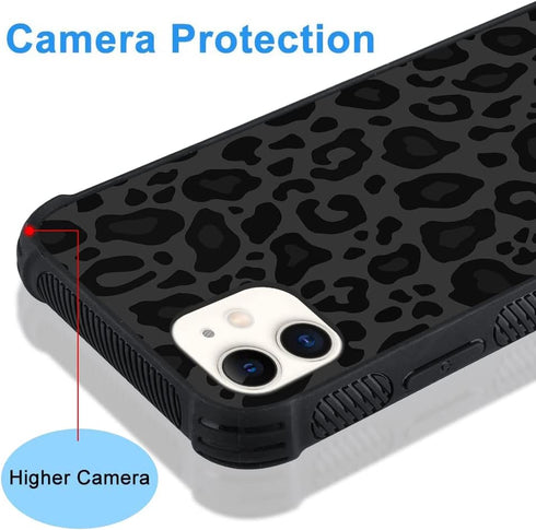 KANGHAR Case for iPhone 11, Black Leopard Design, Tire Texture Non-Slip + Shockproof Rugged TPU Protective Case (6.1