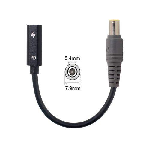 JSER Xiwai Type C USB-C Female to DC Power PD Charge Cable for Laptop, 18-20V (7.9x5.4mm for HP)