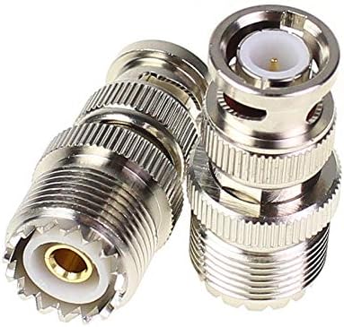 BNC Male to UHF Female PL259, Female to BNC Male SO-239 RF Coaxial Coax Adapter, 2Pcs