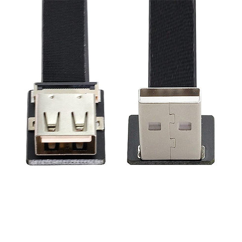 xiwai 2m Up Angled USB 2.0 Type-A Male to Female Extension Data Flat Slim FPC Cable for FPV, Disk, Scanner, Printer