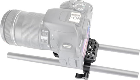 Universal Camera Baseplate – Integrated with 15mm Dual Rod Clamp for Shoulder Support Rig Tripod
