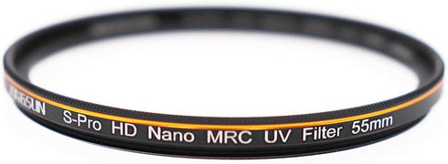 55mm UV Filter, S-Pro HD Nano MRC Camera Ultraviolet Protection Filter, Multicoated, B270, Ultra-Slim, Lens Cloth Kit