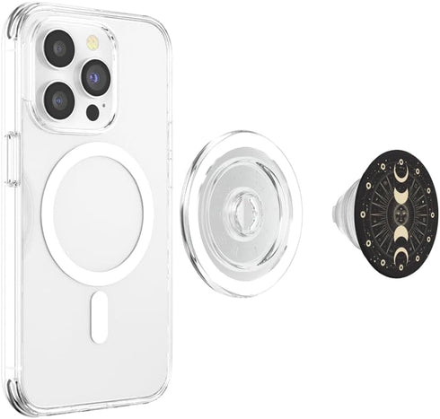 PopSockets PopGrip for MagSafe - Sun and Moon Phases Astrology Space Stars Black