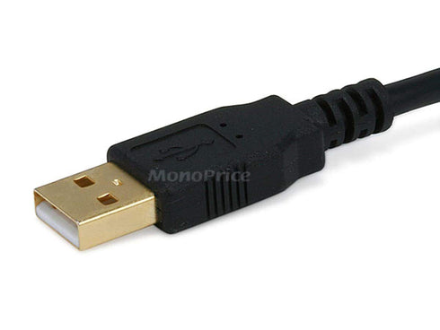 Monoprice USB-A Male to USB-B Male 2.0 Cable, 6 Feet, Shielded, Gold Plated, Black